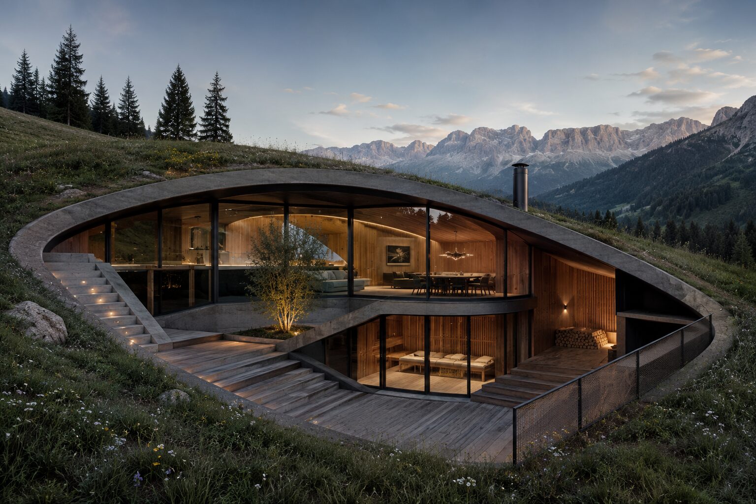 edificio ipogeo in Val di Fiemme arch. Marlen Vanzetta- visioni
